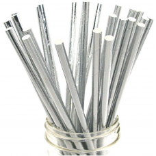 Paper Straws - Metallic Silver 12pack